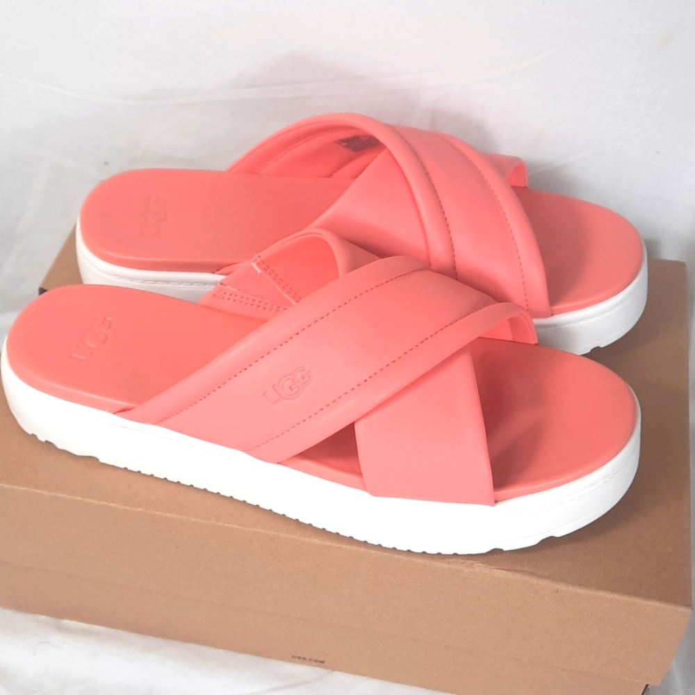 UGG Zayne Crossband Womens Leather Sandals Size 10 Starfish Pink NEW with Box